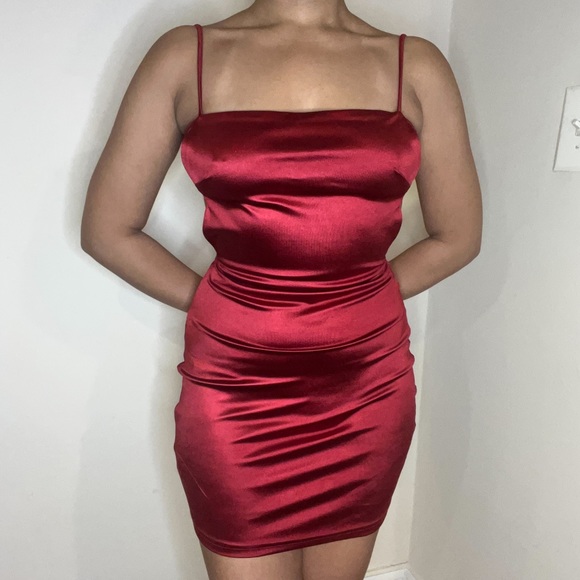 Satin Finish Mini Dress - Picture 3 of 5